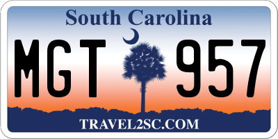 SC license plate MGT957