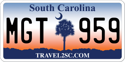 SC license plate MGT959