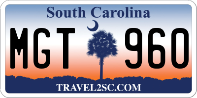 SC license plate MGT960