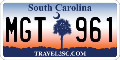 SC license plate MGT961