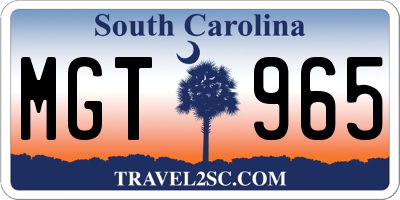 SC license plate MGT965