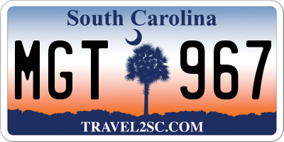 SC license plate MGT967