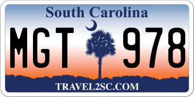 SC license plate MGT978