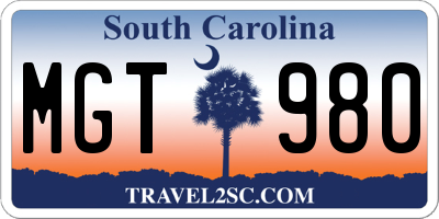 SC license plate MGT980