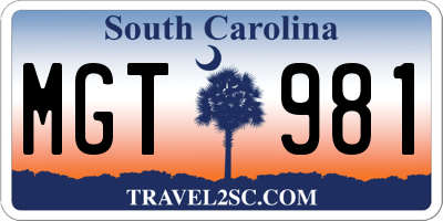 SC license plate MGT981