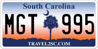 SC license plate MGT995