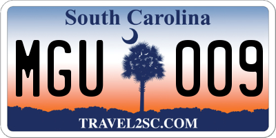 SC license plate MGU009