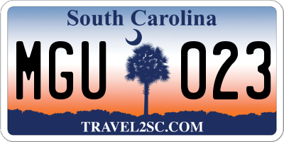 SC license plate MGU023