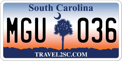 SC license plate MGU036