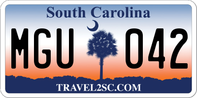 SC license plate MGU042