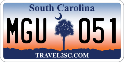 SC license plate MGU051