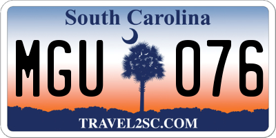 SC license plate MGU076