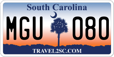 SC license plate MGU080