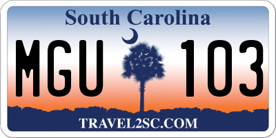 SC license plate MGU103