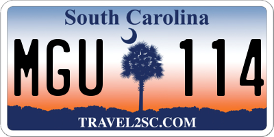 SC license plate MGU114