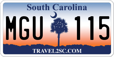 SC license plate MGU115