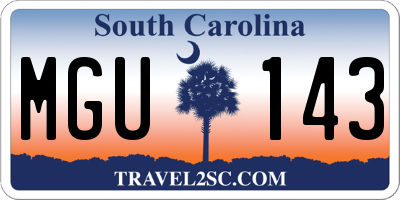 SC license plate MGU143