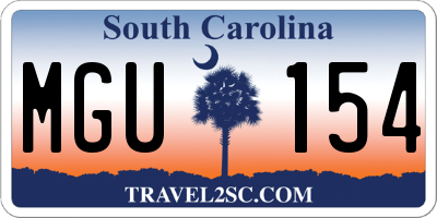 SC license plate MGU154