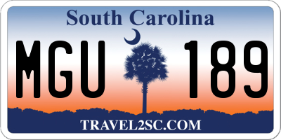 SC license plate MGU189