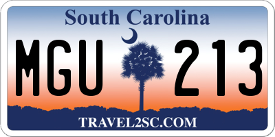 SC license plate MGU213