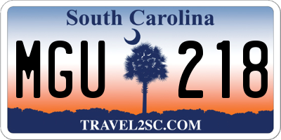 SC license plate MGU218