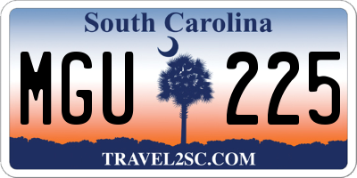 SC license plate MGU225