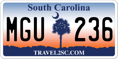 SC license plate MGU236