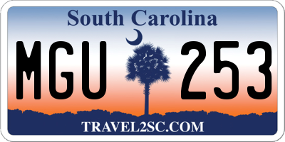 SC license plate MGU253