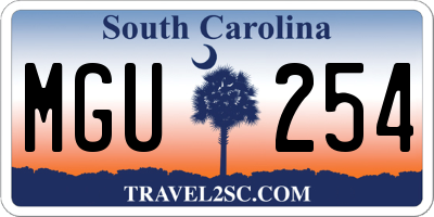 SC license plate MGU254