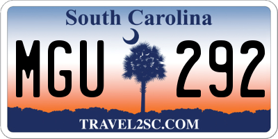 SC license plate MGU292