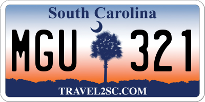 SC license plate MGU321