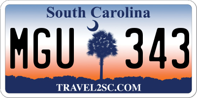 SC license plate MGU343