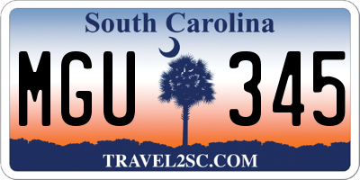SC license plate MGU345