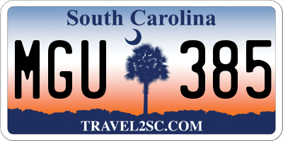 SC license plate MGU385