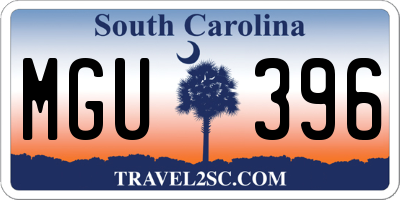 SC license plate MGU396
