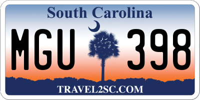 SC license plate MGU398