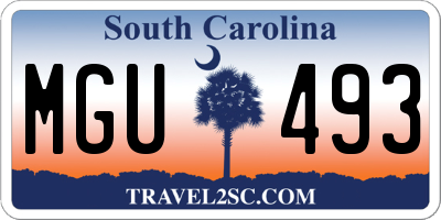 SC license plate MGU493