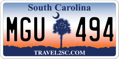 SC license plate MGU494