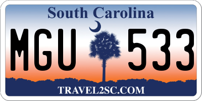 SC license plate MGU533