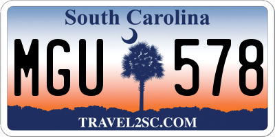 SC license plate MGU578