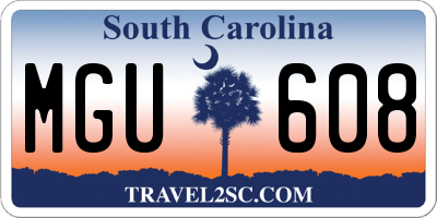 SC license plate MGU608