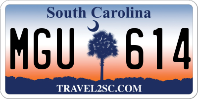 SC license plate MGU614