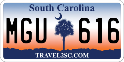 SC license plate MGU616
