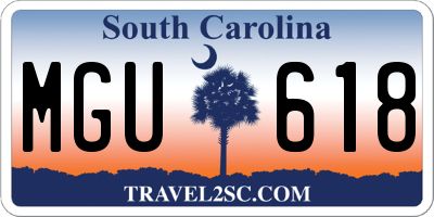 SC license plate MGU618