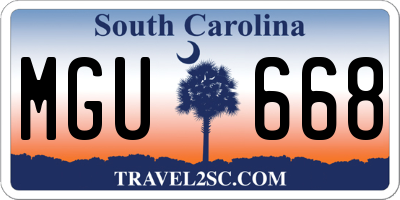 SC license plate MGU668