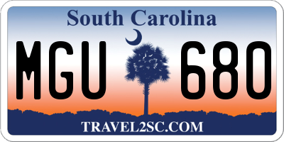 SC license plate MGU680