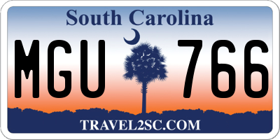 SC license plate MGU766