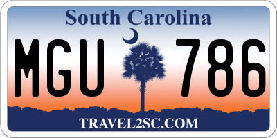 SC license plate MGU786