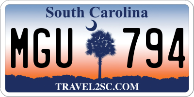 SC license plate MGU794