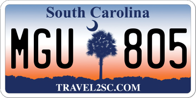 SC license plate MGU805